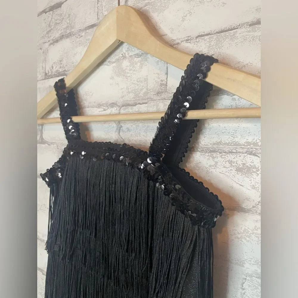 Girls (size 7-8y) Flapper Dress Black Sequin Halloween Costume 20’s era - Picture 3 of 5